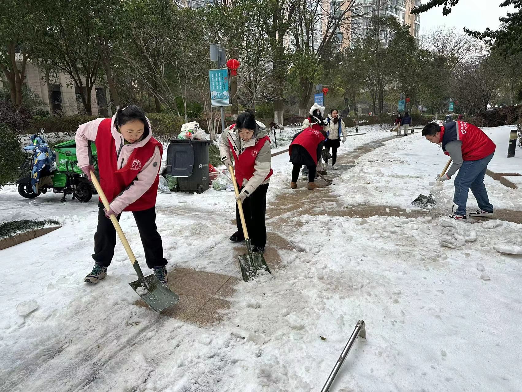 BG真人官网平台：武汉各公园主要园路均已畅通已有市民入园拍冰雪婚纱照(图6)