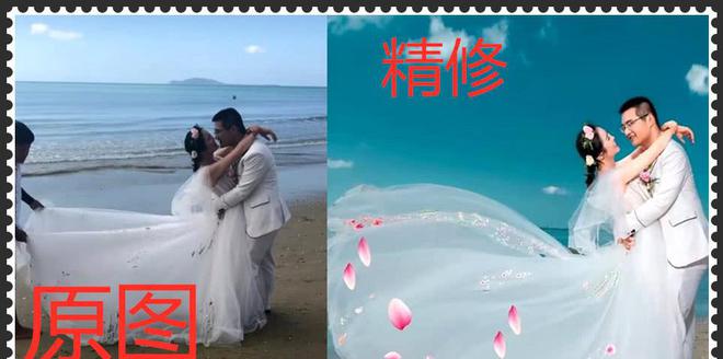 BG真人：婚纱照原图vs精修照看过的人都说好网友直呼：美不美全靠P(图2)